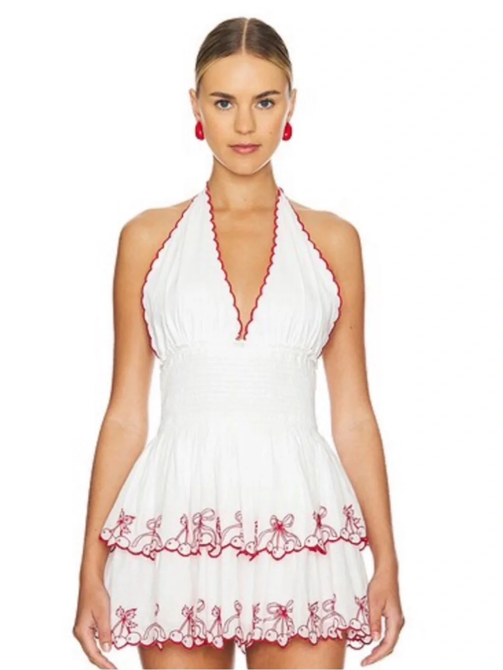 LoveShackFancy White Halter Cherry Dress - Picture 3 of 6